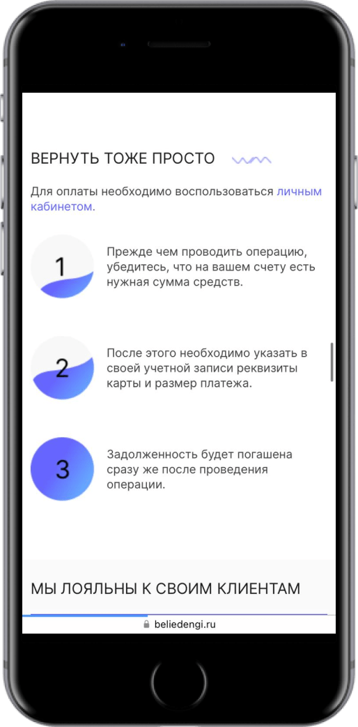 Микрофинансовая организация «Белые деньги» - Скриншот мобильной версии №5